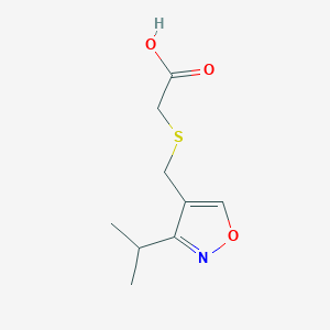 molecular formula C9H13NO3S B2860476 2-(((3-Isopropylisoxazol-4-yl)methyl)thio)acetic acid CAS No. 1160246-44-5