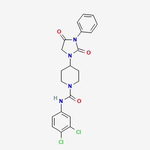 molecular formula C21H20Cl2N4O3 B2860520 N-(3,4-dichlorophenyl)-4-(2,4-dioxo-3-phenylimidazolidin-1-yl)piperidine-1-carboxamide CAS No. 2034332-37-9