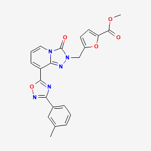 molecular formula C22H17N5O5 B2860531 methyl 5-({8-[3-(3-methylphenyl)-1,2,4-oxadiazol-5-yl]-3-oxo-2H,3H-[1,2,4]triazolo[4,3-a]pyridin-2-yl}methyl)furan-2-carboxylate CAS No. 1251581-61-9