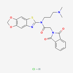 molecular formula C23H23ClN4O5S B2860558 N-[3-(dimethylamino)propyl]-2-(1,3-dioxoisoindol-2-yl)-N-([1,3]dioxolo[4,5-f][1,3]benzothiazol-6-yl)acetamide;hydrochloride CAS No. 1330372-22-9