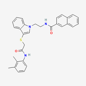 molecular formula C31H29N3O2S B2860574 N-{2-[3-({[(2,3-dimethylphenyl)carbamoyl]methyl}sulfanyl)-1H-indol-1-yl]ethyl}naphthalene-2-carboxamide CAS No. 533865-55-3