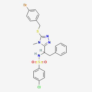 molecular formula C24H22BrClN4O2S2 B2860619 N-(1-{5-[(4-bromobenzyl)sulfanyl]-4-methyl-4H-1,2,4-triazol-3-yl}-2-phenylethyl)-4-chlorobenzenesulfonamide CAS No. 338794-27-7