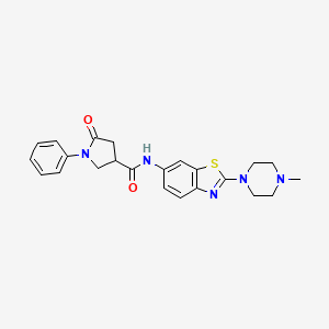 molecular formula C23H25N5O2S B2860628 N-[2-(4-methylpiperazin-1-yl)-1,3-benzothiazol-6-yl]-5-oxo-1-phenylpyrrolidine-3-carboxamide CAS No. 1170884-81-7