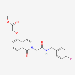 molecular formula C21H19FN2O5 B2860639 methyl 2-{[2-({[(4-fluorophenyl)methyl]carbamoyl}methyl)-1-oxo-1,2-dihydroisoquinolin-5-yl]oxy}acetate CAS No. 868225-26-7