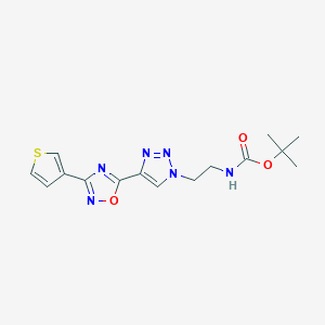 molecular formula C15H18N6O3S B2860653 tert-butyl N-(2-{4-[3-(thiophen-3-yl)-1,2,4-oxadiazol-5-yl]-1H-1,2,3-triazol-1-yl}ethyl)carbamate CAS No. 2108291-20-7