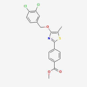 molecular formula C19H15Cl2NO3S B2860690 Methyl 4-{4-[(3,4-dichlorobenzyl)oxy]-5-methyl-1,3-thiazol-2-yl}benzenecarboxylate CAS No. 338409-56-6