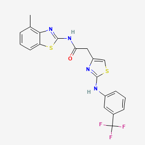 molecular formula C20H15F3N4OS2 B2860702 N-(4-methyl-1,3-benzothiazol-2-yl)-2-(2-{[3-(trifluoromethyl)phenyl]amino}-1,3-thiazol-4-yl)acetamide CAS No. 1171674-23-9