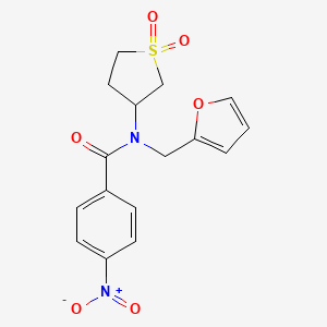molecular formula C16H16N2O6S B2860723 N-(1,1-dioxidotetrahydrothiophen-3-yl)-N-(furan-2-ylmethyl)-4-nitrobenzamide CAS No. 868143-35-5