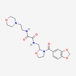 molecular formula C20H26N4O7 B2860726 N-{[3-(2H-1,3-benzodioxole-5-carbonyl)-1,3-oxazolidin-2-yl]methyl}-N'-[2-(morpholin-4-yl)ethyl]ethanediamide CAS No. 874805-50-2