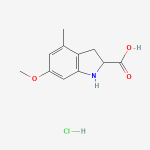 6-Methoxy-4-methyl-2,3-dihydro-1H-indole-2-carboxylic acid;hydrochloride
