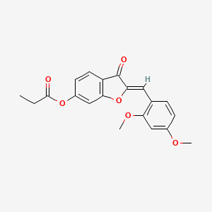 (Z)-2-(2,4-dimethoxybenzylidene)-3-oxo-2,3-dihydrobenzofuran-6-yl propionate