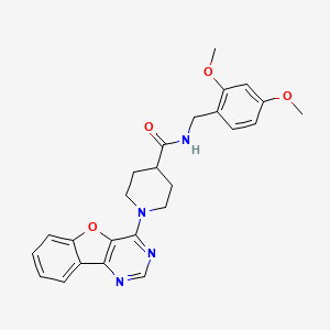 molecular formula C25H26N4O4 B2860788 N-[(2,4-dimethoxyphenyl)methyl]-1-{8-oxa-3,5-diazatricyclo[7.4.0.0^{2,7}]trideca-1(9),2(7),3,5,10,12-hexaen-6-yl}piperidine-4-carboxamide CAS No. 1112292-66-6