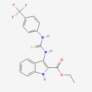 molecular formula C19H16F3N3O2S B2860802 ethyl 3-(3-(4-(trifluoromethyl)phenyl)thioureido)-1H-indole-2-carboxylate CAS No. 686736-67-4