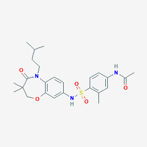 N-(4-(N-(5-isopentyl-3,3-dimethyl-4-oxo-2,3,4,5-tetrahydrobenzo[b][1,4]oxazepin-8-yl)sulfamoyl)-3-methylphenyl)acetamide