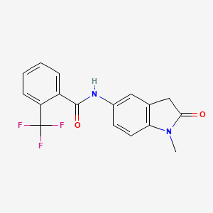 molecular formula C17H13F3N2O2 B2860815 N-(1-methyl-2-oxoindolin-5-yl)-2-(trifluoromethyl)benzamide CAS No. 921838-00-8