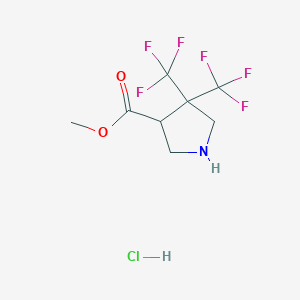 molecular formula C8H10ClF6NO2 B2860824 Methyl 4,4-bis(trifluoromethyl)pyrrolidine-3-carboxylate;hydrochloride CAS No. 2309448-22-2