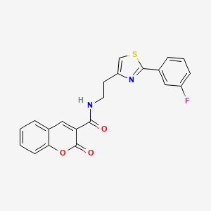 molecular formula C21H15FN2O3S B2860848 N-{2-[2-(3-fluorophenyl)-1,3-thiazol-4-yl]ethyl}-2-oxo-2H-chromene-3-carboxamide CAS No. 895781-39-2