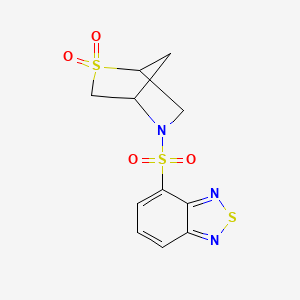 molecular formula C11H11N3O4S3 B2860853 5-(Benzo[c][1,2,5]thiadiazol-4-ylsulfonyl)-2-thia-5-azabicyclo[2.2.1]heptane 2,2-dioxide CAS No. 2034293-23-5