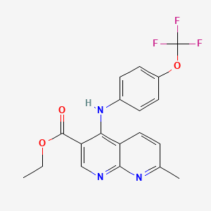 molecular formula C19H16F3N3O3 B2860855 Ethyl 7-methyl-4-{[4-(trifluoromethoxy)phenyl]amino}-1,8-naphthyridine-3-carboxylate CAS No. 1251569-03-5