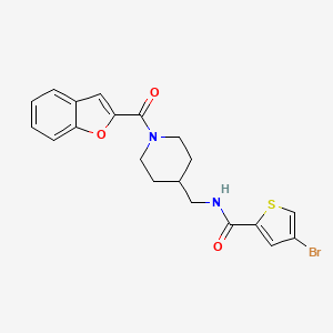 molecular formula C20H19BrN2O3S B2860857 N-((1-(benzofuran-2-carbonyl)piperidin-4-yl)methyl)-4-bromothiophene-2-carboxamide CAS No. 1797309-07-9