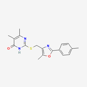 5,6-Dimethyl-2-(((5-methyl-2-(p-tolyl)oxazol-4-yl)methyl)thio)pyrimidin-4-ol