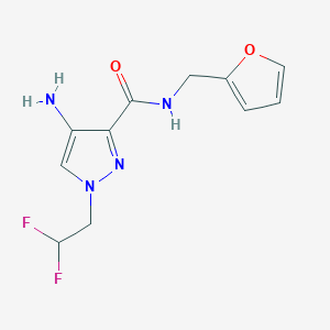 molecular formula C11H12F2N4O2 B2860863 4-Amino-1-(2,2-difluoroethyl)-N-(2-furylmethyl)-1H-pyrazole-3-carboxamide CAS No. 2101199-36-2
