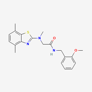 molecular formula C20H23N3O2S B2860866 2-((4,7-dimethylbenzo[d]thiazol-2-yl)(methyl)amino)-N-(2-methoxybenzyl)acetamide CAS No. 1396680-06-0