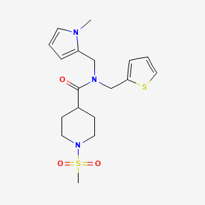 molecular formula C18H25N3O3S2 B2860868 N-((1-methyl-1H-pyrrol-2-yl)methyl)-1-(methylsulfonyl)-N-(thiophen-2-ylmethyl)piperidine-4-carboxamide CAS No. 1286720-87-3