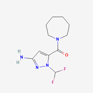[5-Amino-2-(difluoromethyl)pyrazol-3-yl]-(azepan-1-yl)methanone