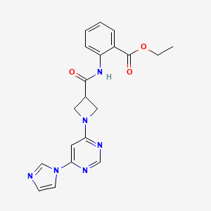 ethyl 2-(1-(6-(1H-imidazol-1-yl)pyrimidin-4-yl)azetidine-3-carboxamido)benzoate