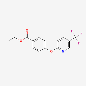 molecular formula C15H12F3NO3 B2860887 Ethyl 4-{[5-(trifluoromethyl)pyridin-2-yl]oxy}benzoate CAS No. 866154-36-1