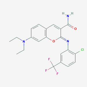 (2Z)-2-{[2-chloro-5-(trifluoromethyl)phenyl]imino}-7-(diethylamino)-2H-chromene-3-carboxamide