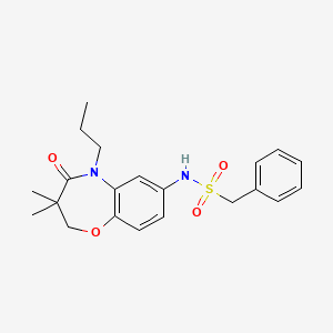 molecular formula C21H26N2O4S B2860934 N-(3,3-dimethyl-4-oxo-5-propyl-2,3,4,5-tetrahydrobenzo[b][1,4]oxazepin-7-yl)-1-phenylmethanesulfonamide CAS No. 922057-15-6