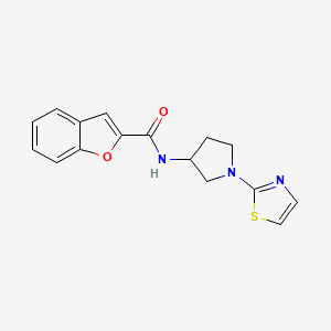 molecular formula C16H15N3O2S B2860955 N-[1-(1,3-thiazol-2-yl)pyrrolidin-3-yl]-1-benzofuran-2-carboxamide CAS No. 1797709-01-3