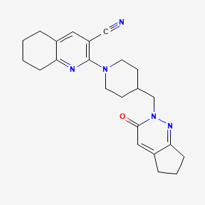 2-[4-({3-oxo-2H,3H,5H,6H,7H-cyclopenta[c]pyridazin-2-yl}methyl)piperidin-1-yl]-5,6,7,8-tetrahydroquinoline-3-carbonitrile