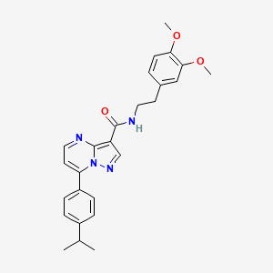 molecular formula C26H28N4O3 B2860969 N-[2-(3,4-dimethoxyphenyl)ethyl]-7-[4-(propan-2-yl)phenyl]pyrazolo[1,5-a]pyrimidine-3-carboxamide CAS No. 1251629-78-3