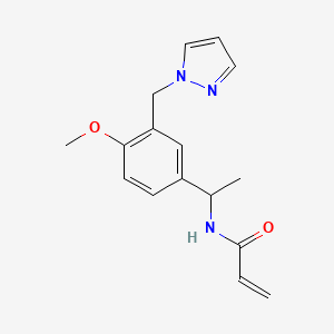 B2860992 N-(1-{4-methoxy-3-[(1H-pyrazol-1-yl)methyl]phenyl}ethyl)prop-2-enamide CAS No. 2094590-12-0