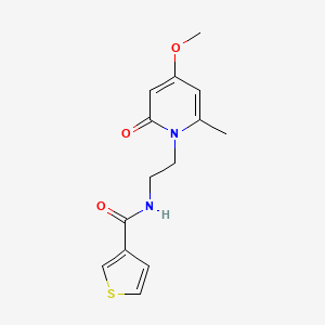 molecular formula C14H16N2O3S B2861017 N-(2-(4-methoxy-6-methyl-2-oxopyridin-1(2H)-yl)ethyl)thiophene-3-carboxamide CAS No. 2034266-57-2