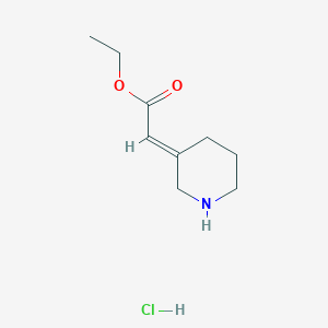 molecular formula C9H16ClNO2 B2861030 Ethyl 2-(3-piperidinylidene)acetate hydrochloride CAS No. 2197130-34-8; 957472-01-4