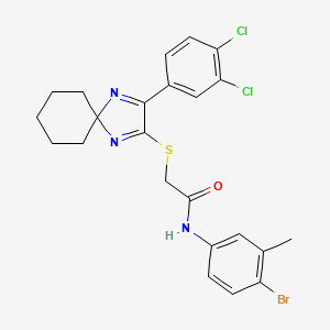 molecular formula C23H22BrCl2N3OS B2861035 N-(4-BROMO-3-METHYLPHENYL)-2-{[3-(3,4-DICHLOROPHENYL)-1,4-DIAZASPIRO[4.5]DECA-1,3-DIEN-2-YL]SULFANYL}ACETAMIDE CAS No. 899932-91-3