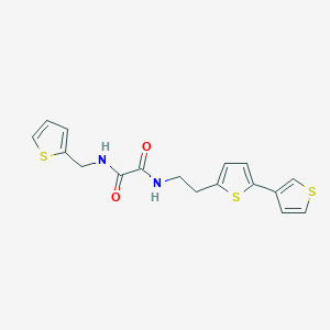 molecular formula C17H16N2O2S3 B2861038 N-(2-{[2,3'-bithiophene]-5-yl}ethyl)-N'-[(thiophen-2-yl)methyl]ethanediamide CAS No. 2034548-25-7
