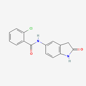molecular formula C15H11ClN2O2 B2861050 2-chloro-N-(2-oxoindolin-5-yl)benzamide CAS No. 921545-53-1