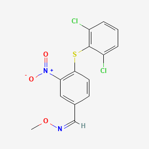 molecular formula C14H10Cl2N2O3S B2861051 (Z)-({4-[(2,6-dichlorophenyl)sulfanyl]-3-nitrophenyl}methylidene)(methoxy)amine CAS No. 383147-53-3