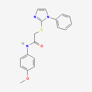 molecular formula C18H17N3O2S B2861076 N-(4-methoxyphenyl)-2-((1-phenyl-1H-imidazol-2-yl)thio)acetamide CAS No. 688335-23-1