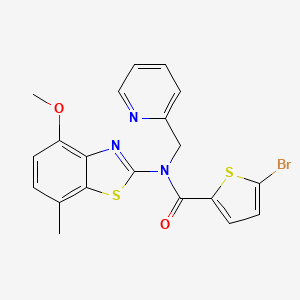 molecular formula C20H16BrN3O2S2 B2861141 5-bromo-N-(4-methoxy-7-methylbenzo[d]thiazol-2-yl)-N-(pyridin-2-ylmethyl)thiophene-2-carboxamide CAS No. 900006-09-9