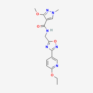 molecular formula C16H18N6O4 B2861151 N-((3-(6-ethoxypyridin-3-yl)-1,2,4-oxadiazol-5-yl)methyl)-3-methoxy-1-methyl-1H-pyrazole-4-carboxamide CAS No. 2034369-74-7
