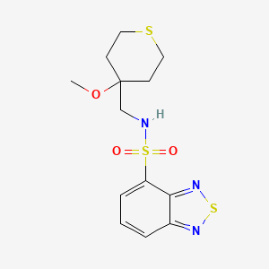 molecular formula C13H17N3O3S3 B2861160 N-((4-methoxytetrahydro-2H-thiopyran-4-yl)methyl)benzo[c][1,2,5]thiadiazole-4-sulfonamide CAS No. 2034589-18-7