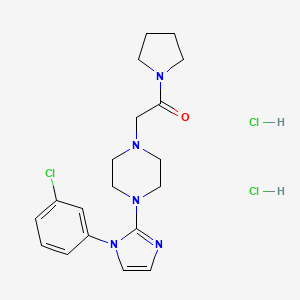 molecular formula C19H26Cl3N5O B2861179 2-(4-(1-(3-chlorophenyl)-1H-imidazol-2-yl)piperazin-1-yl)-1-(pyrrolidin-1-yl)ethanone dihydrochloride CAS No. 1323538-10-8