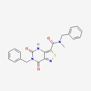 molecular formula C21H18N4O3S B2861187 N,6-dibenzyl-N-methyl-5,7-dioxo-4H,5H,6H,7H-[1,2]thiazolo[4,3-d]pyrimidine-3-carboxamide CAS No. 1251630-35-9