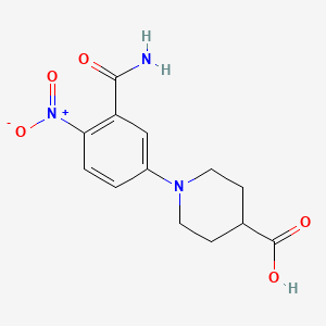 molecular formula C13H15N3O5 B2861222 1-(3-Carbamoyl-4-nitrophenyl)piperidine-4-carboxylic acid CAS No. 439095-54-2